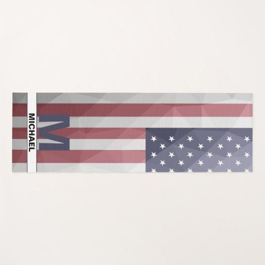 USA-Flagge Red White Blue Geometric Mesh Monogram Yogamatte (Vorderseite (Horizontal))