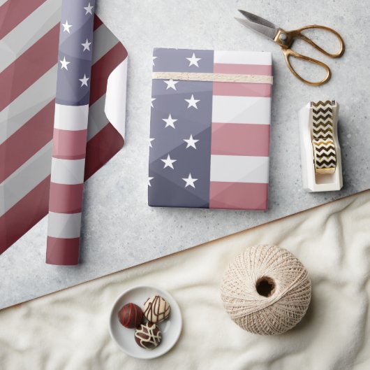 USA-Flagge Red White Blue Geometric Mesh Pattern Geschenkpapier (Kunsthandwerk)