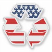 USA-Flagge - Red White & Blue Recycle Symbol Aufkleber (Vorderseite)