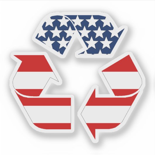 USA-Flagge - Red White & Blue Recycle Symbol Aufkleber (Vorderseite)