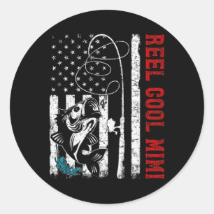 USA-Flagge Reel Cool Mimi Angeln Fischer Fischer Runder Aufkleber