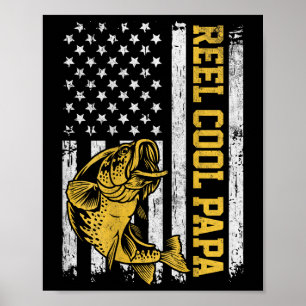 USA-Flagge Reel Cool Papa Patriotisches Angeldesig Poster