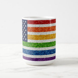 USA-Flagge - Regenbogen-Glitzer (Style) Streifen Kaffeetasse
