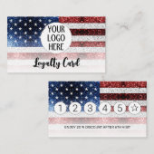 USA-Flagge Rot-Blau-Glitzern Benutzerdefiniertes L Treuekarte (Vorne/Hinten)