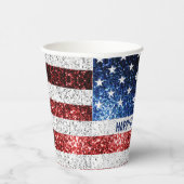 USA-Flagge Rot-Blau-Glitzern Glitzer Ihr Text Pappbecher (Rechts)