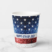 USA-Flagge Rot-Blau-Glitzern Glitzer Ihr Text Pappbecher (Vorderseite)