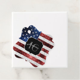 USA Flagge Rot-Blau-Glitzern Glitzer Sweet 16 Geschenkanhänger