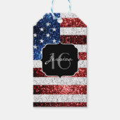 USA Flagge Rot-Blau-Glitzern Glitzer Sweet 16 Geschenkanhänger (Vorderseite)