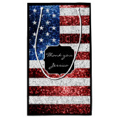 USA Flagge Rot-Blau-Glitzern Glitzer Sweet 16 Kleine Geschenktüte (Rückseite)