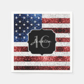 USA Flagge Rot-Blau-Glitzern Glitzer Sweet 16 Serviette (Vorderseite)