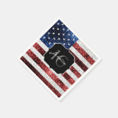 USA Flagge Rot-Blau-Glitzern Glitzer Sweet 16 Serviette (Ecke)