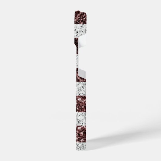 USA-Flagge Rot-Blau-Glitzern Monogram iPhone Hülle (Linke Seite)