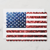 USA Flagge rot blaue Glitzern 4. Juli laden ein Einladung (Vorderseite)