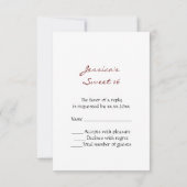 USA Flagge Rot blaue Glitzern Glitzer Sweet 16 UAW RSVP Karte (Rückseite)