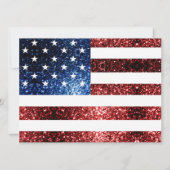 USA Flagge Rot blaue Glitzern Sweet 16 elegantes D Einladung (Rückseite)