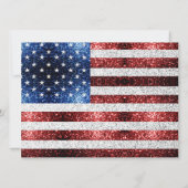 USA Flagge Rot blaue Glitzern Sweet 16 elegantes D Einladung (Rückseite)