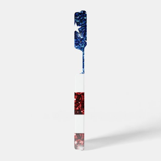 USA Flagge Rot blaue Imitate Glitzern Ihr Name iPhone Hülle (Rechte Seite)