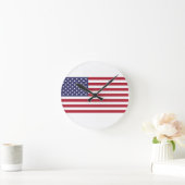USA-Flagge Rot-Weiß-Uhr Runde Wanduhr (Zuhause)