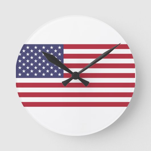 USA-Flagge Rot-Weiß-Uhr Runde Wanduhr (Vorderseite)