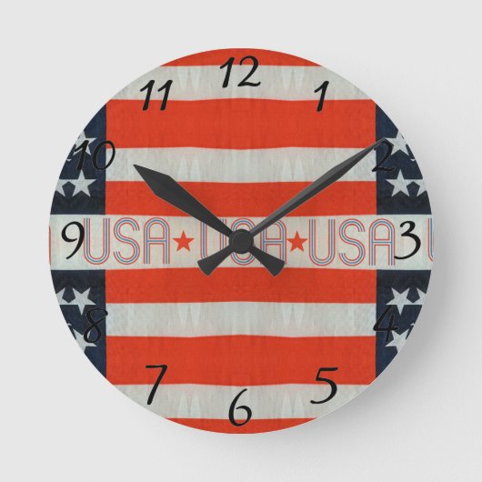 USA-Flagge Runde Wanduhr (Vorderseite)
