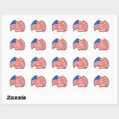USA-Flagge Runder Aufkleber (Blatt)