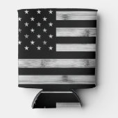 USA flagge Rustic Wood Schwarz-weiß Patriotic Amer Dosenkühler (Vorderseite)