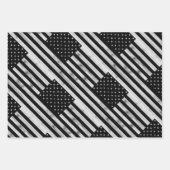 USA flagge Rustic Wood Schwarz-weiß Patriotic Amer Geschenkpapier Set (Vorderseite 3)