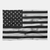 USA flagge Rustic Wood Schwarz-weiß Patriotic Amer Geschirrtuch (Horizontal)