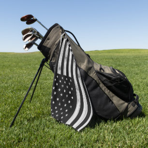 USA flagge Rustic Wood Schwarz-weiß Patriotic Amer Golfhandtuch