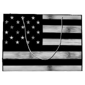 USA flagge Rustic Wood Schwarz-weiß Patriotic Amer Große Geschenktüte (Rückseite)