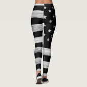USA flagge Rustic Wood Schwarz-weiß Patriotic Amer Leggings (Rückseite)