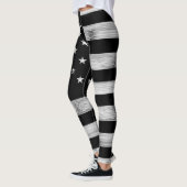 USA flagge Rustic Wood Schwarz-weiß Patriotic Amer Leggings (Links)