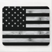 USA flagge Rustic Wood Schwarz-weiß Patriotic Amer Mousepad (Vorne)