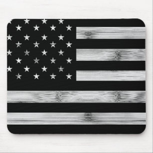 USA flagge Rustic Wood Schwarz-weiß Patriotic Amer Mousepad