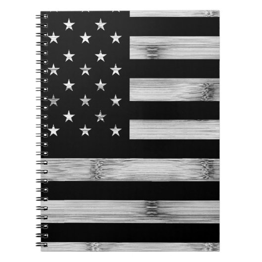 USA flagge Rustic Wood Schwarz-weiß Patriotic Amer Notizblock (Vorderseite)