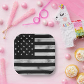 USA flagge Rustic Wood Schwarz-weiß Patriotic Amer Pappteller (Party)