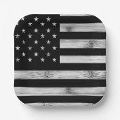 USA flagge Rustic Wood Schwarz-weiß Patriotic Amer Pappteller (Vorderseite)