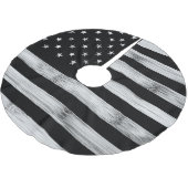 USA flagge Rustic Wood Schwarz-weiß Patriotic Amer Polyester Weihnachtsbaumdecke (Schrägansicht)