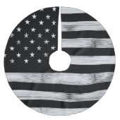 USA flagge Rustic Wood Schwarz-weiß Patriotic Amer Polyester Weihnachtsbaumdecke (Vorderseite)