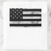 USA flagge Rustic Wood Schwarz-weiß Patriotic Amer Rechteckiger Aufkleber (Tasche)
