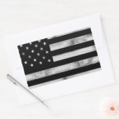 USA flagge Rustic Wood Schwarz-weiß Patriotic Amer Rechteckiger Aufkleber (Umschlag)