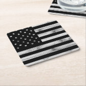 USA flagge Rustic Wood Schwarz-weiß Patriotic Amer Rechteckiger Pappuntersetzer (angewinkelt)