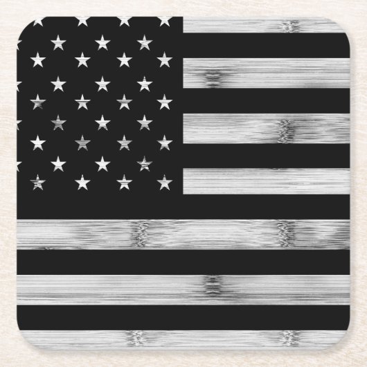 USA flagge Rustic Wood Schwarz-weiß Patriotic Amer Rechteckiger Pappuntersetzer (Vorderseite)