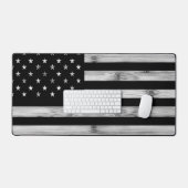 USA flagge Rustic Wood Schwarz-weiß Patriotic Amer Schreibtischunterlage (Tastatur & Maus)