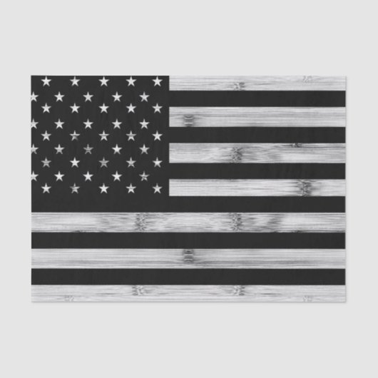 USA flagge Rustic Wood Schwarz-weiß Patriotic Amer Seidenpapier (Vorderseite)