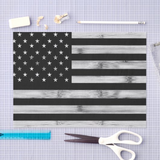 USA flagge Rustic Wood Schwarz-weiß Patriotic Amer Seidenpapier (Handwerk)