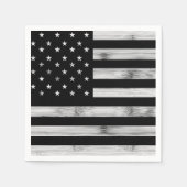 USA flagge Rustic Wood Schwarz-weiß Patriotic Amer Serviette (Vorderseite)