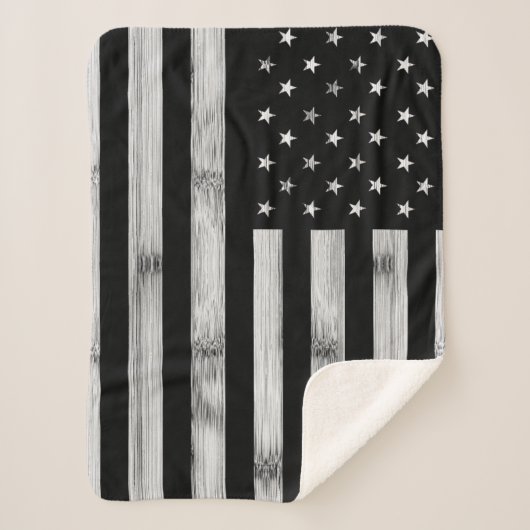 USA flagge Rustic Wood Schwarz-weiß Patriotic Amer Sherpadecke (Vorderseite)