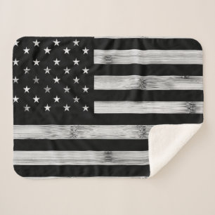USA flagge Rustic Wood Schwarz-weiß Patriotic Amer Sherpadecke