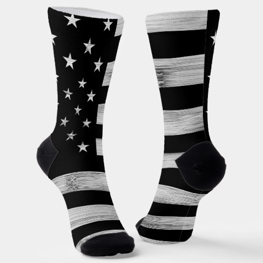 USA flagge Rustic Wood Schwarz-weiß Patriotic Amer Socken (Gewinkelt)